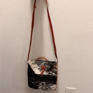 Pony hair cowhide handbag Stylish Black and White Fur Crossbody Bag
